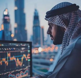 Trader monitoring markets
