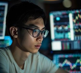 Trader analysing charts